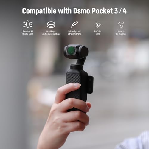 NEEWER HD CPL ND16 ND64 ND256 Filter Kit Compatible with DJI Osmo Pocket 3 / Pocket 4 / Xtra Muse, Magnetic Gimbal Action Camera Neutral Density Polarizing Filter Accessories Kit 4 Pack ND+CPL