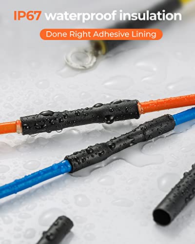 Eventronic 400-Piece Heat Shrink Tube Set, 3:1 Shrinkage, IP65 Waterproof Heat Shrink Tube with Adhesive, Total 40.5 m, Ideal for Electrical Insulation and Wire Connectors, Never Fade 400 Pièces, 45mm, Noir
