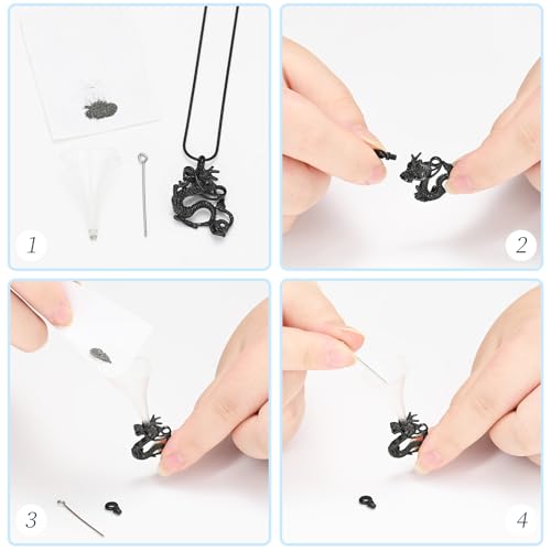 Dragon Urn Necklace for Ashes Cremation Jewelry for Women Men Stainless Steel Memorial Necklaces Ash Holder for Human Pets Keepsake Jewelry for Loved Ones with Fill Tool Black