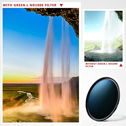 GREEN.L 77mm ND1000 Filter, Slim 10-Stop Fixed Neutral Density 77mm ND Filter for Long Exposure Photography