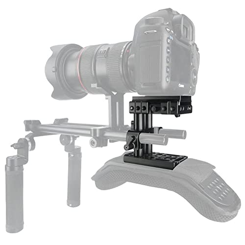 NICEYRIG 15mm Rail Riser Rig System Quick Release Base Kit with QR Plate 15mm Rod Riser Clamp Short Rods Applicable DSLR Camera