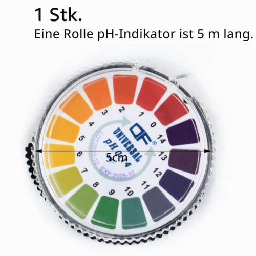 1 Roll pH Test Strips 5 m/Roll, Measuring Range 0-14 | pH paper drinking water on roll, litmus indicator, universal paper, over-acidity, body determination, pH value, acid test