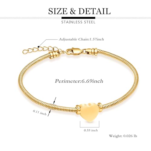 Heart Urn Bracelet for Women Men Cremation Jewelry Keepsake Memorial Urn Lockets for Human Ashes Bangle Chain Bracelet Jewellery Gold
