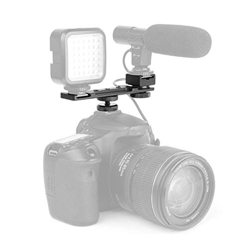 ChromLives Hot Shoe Extension Bar Mount with 1/4'' Hot Shoe Mount Adapter, Dual Straight Mount Flash Bracket Compatible with Nikon Canon Sony Olympus DSLR Camera Camcorder DV