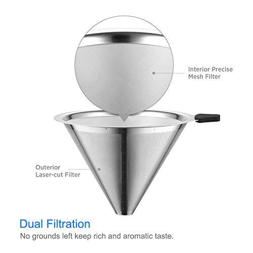 Boxtree Pour Over Coffee Maker Set with Reusable Stainless Steel Drip Filter Elegant Coffee Dripper Pot Glass Carafe & Permanent Stainless Steel Filter