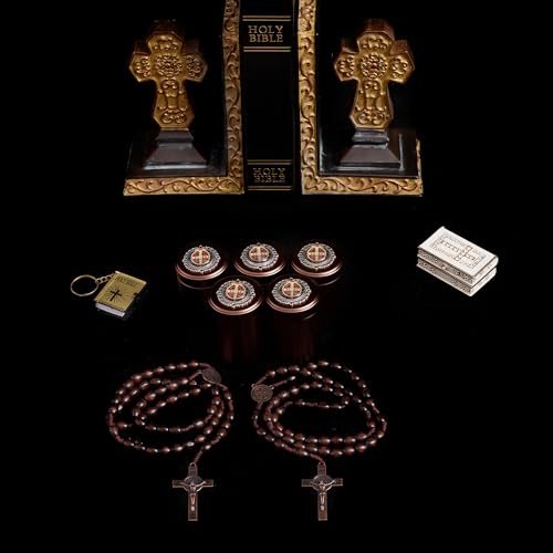 6mm Rosary Beads with Rosary Box, Black Glass Saint Benedict Necklace, Anglican Prayer Beads Catholic Gifts Rosary-6-8