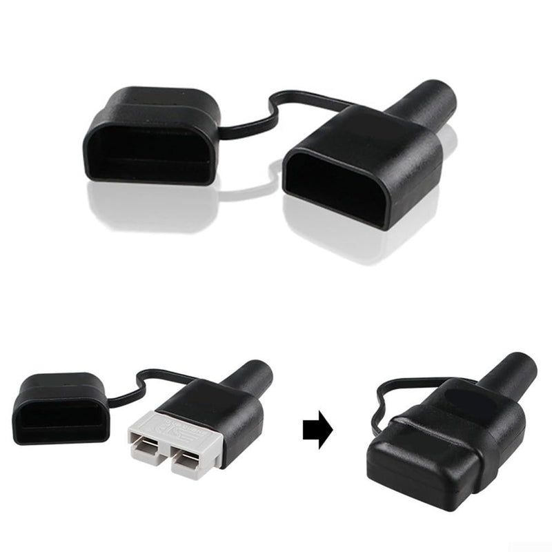 For Plug Rubber Cover, 50A Cable Connector Sheath Cover for (4 Pieces, Black) Pack of 4 Black