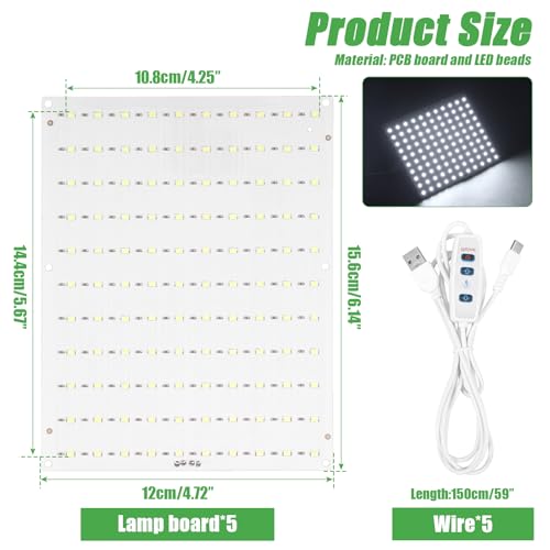 5 Pcs CMYK LED Backlight Board Kit Compatible with Bambulab A1/A1 mini Combo/P1P/P1S/X1C/X1E AMS 3D Printer 3D Printer Light DIY Hardware Model Spare Parts 5V 2A Type-c Powered White