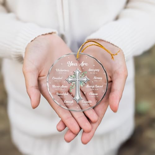 Christian Circle Plexiglass Ornament, Catholic Religious Spiritual Inspirational Gifts, You are Ornament 3 inches, Christmas Tree Decoration, Gift for Women Girl Friends Christian
