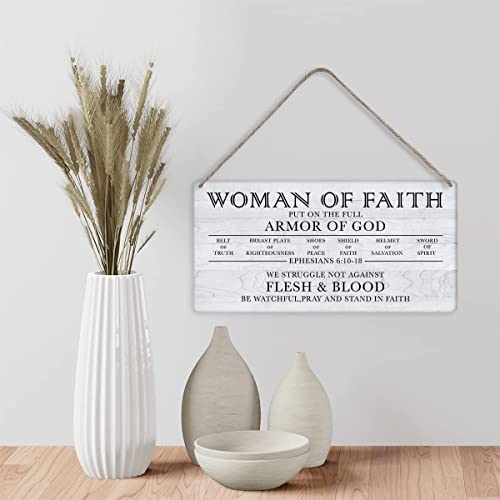 MIGUMUTU Put on the Full Armor of God Quote Home Wall Decor Wooden Signs Rustic Farmhouse Woman Of Faith Hanging Wall Plaque Religious Sign