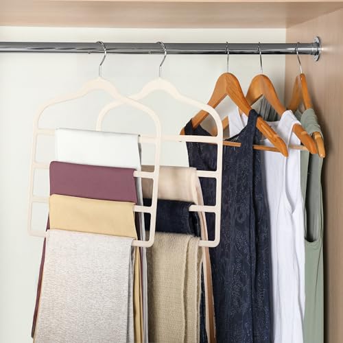 Velvet Pant Clothes Hanger Space Saving Non Slip Hanger Jean Slack Hangers Beige 5