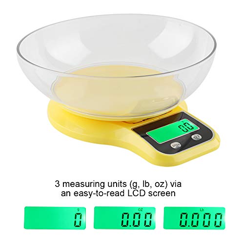 Food Scale with Bowl WH B21LW,Digital Food Scale with LCD Display Food Scale Kitchen Food Scale Digital Cooking Multifunction Weight Scale with Bowl (Yellow)
