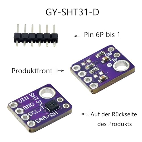 Set of 3 SHT31-D Temperature and Humidity Sensors | 2.4-5.5VDCDigital Outdoor Temperature and Humidity Sensor Module IIC I2C Interface (SHT31-D)