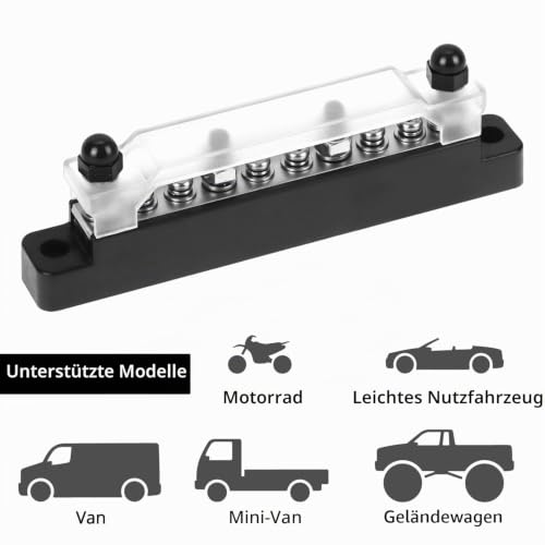 QWORK 150A 12V Busbar Distribution Block with 4xM6 Bolts & 6xM4 Screws, Power Distribution Terminal Block for Car, Boat, Marine, Solar Systems, Black & Red