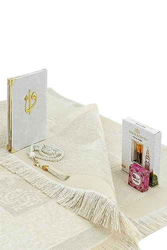 ihvan online Islamic Prayer Gift Box, Muslim Prayers Rug, Yaseen Book, Prayer Beads Tesbih, Solid Smell, Ravza Scent, 6 Piece Prayers Mat Set for Ramadan, Eid Gifts, Pink/Set 1 Pink / Set 1