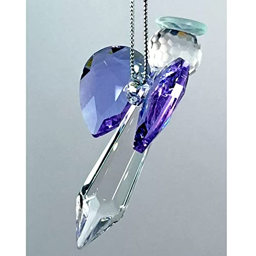 Clear Guardian Angel Suncatcher, Handmade 1.96 Inch Home Window Decoration for Christmas Tree