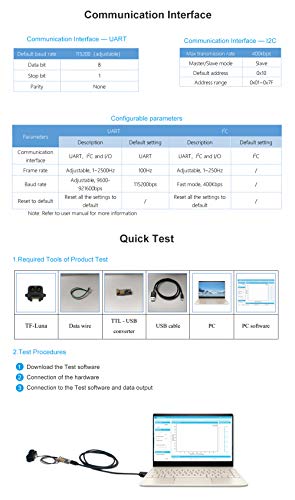 SmartFly Info TF-Luna Lidar Sensor 0.1-8m Short Distance Single Point Rangefinder Module UART/I2C Compatible with Pixhawk, Arduino and Raspberry Pi for Drone/Robot Obstacle Avoidance