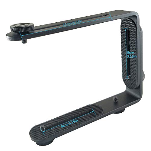 EXMAX® Metal Aluminum Alloy L-Shape Camera Flash Bracket Flashlight Camera Holder Mount Quick Flip DSLR SLR