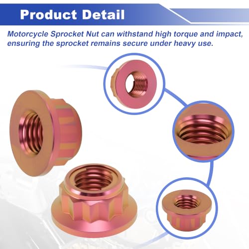 5 Pcs GR5 Titanium Alloy Sprocket Nut M10x1.25 Pink for Motorcycle