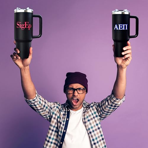 Sorority Shop Theta Chi Fraternity 40oz Tumbler with Handle - Quality Engraved Tumbler for Fraternity Brothers - Insulated Tumbler to Keep Your Drinks Cold or Hot for Hours