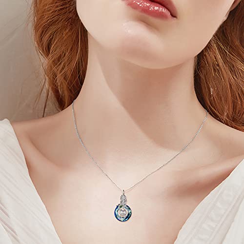 POPLYKE Urn Necklace for Ashes for Women Sterling Silver Cremation Necklace with Crystal Jewelry for Mom frog-blue