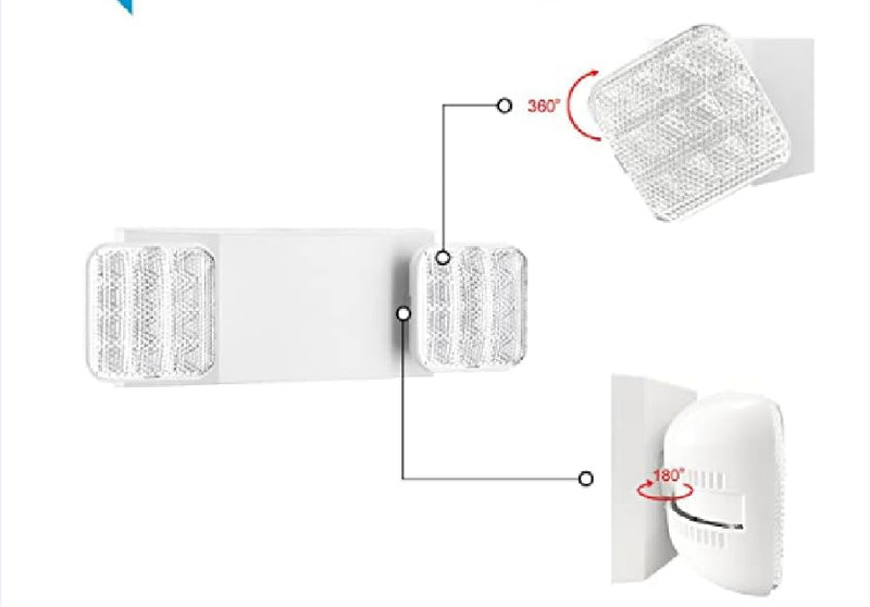 1 Pack LED Emergency Lights for Business, with Battery Backup, Two Head Adjustable LED Emergency Square Lighting for Home, UL 924 Certified-Emergency Lighting Fixture. White 1 PACK
