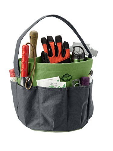 Esschert Design gray round garden tool bag, single gardening tool set with sturdy handles