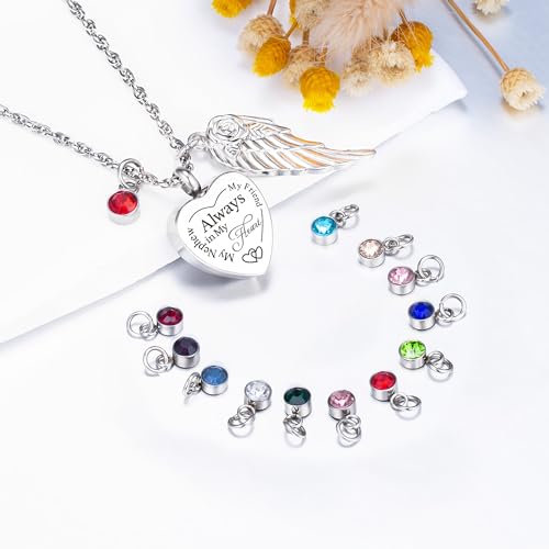 Gredstar Heart Urn Necklace for Ashes, Angel Wing Memorial Pendant My Nephew My Friend