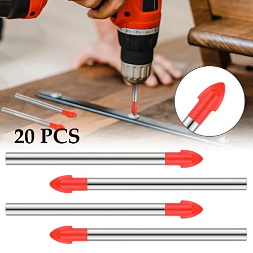 Nuanchu 6 mm cemented carbide masonry tile drill bits, 20-piece set with 0.48 mm bits