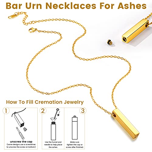 GOLDCHIC JEWELRY Urn Necklaces for Ashes, Stainless Steel Pet/Cross/Birthstone/Tree of Life Personalized Keepsake Memorial Jewelry for Women Cube - 18k Gold Plated No Engraving