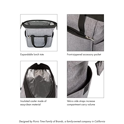 PICNIC TIME Coca Cola Unity Buy The World On The Go Lunch Bag Cooler Insulated Soft Lunch Tote with Expandable Storage Dual Compartments Travel Ready Design, (Black) 10 x 6 x 10.5 Coca-Cola World - Black