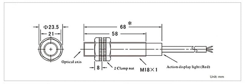 [Australia - AusPower] - NOYITO E3F-DS10C4 Proximity Switch Photoelectric Sensor 10cm Detection Distance Diffuse Reflection Infrared Sensor DC 6-36V 3-Wire NPN NO 