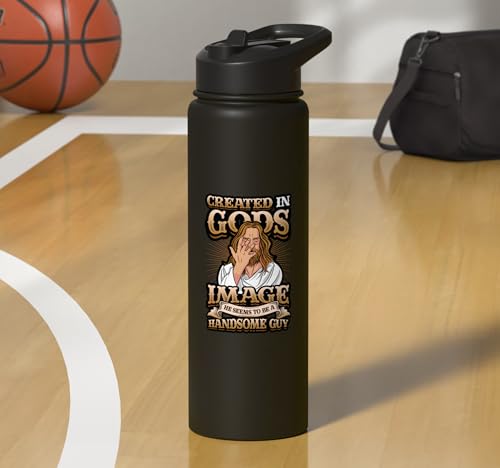 Created in Gods Image Funny Religious Men Stainless Steel Insulated Water Bottle