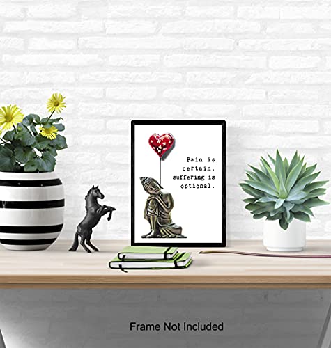Buddha Statue Home Decor - Buddha Quotes - Zen Quotes Wall Art - Positive Uplifting Inspiring Inspirational Encouragement Gifts for Women - New Age Spiritual Yoga Spa Wall Decor - Buddhism Poster