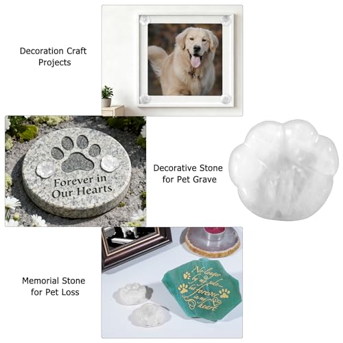 SUNYIK Handcarved Rock Quartz Crystal Cat Paw-Shaped Stone Decor Polished Stone Animal Claw Collectible Home Office Decor Figurine for Relax Meditation White