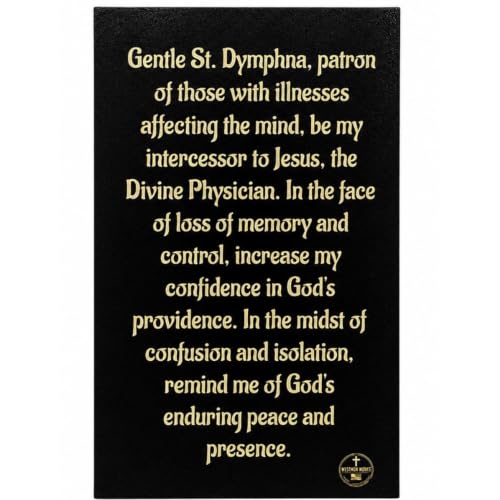 Westmon Works St. Dymphna 5 Medal Necklace Pendants for Women & Men, 1" Silver Oxidized Catholic Patron Saint Charm for Mental Health & Anxiety, Made in Italy – 5 Prayer Cards