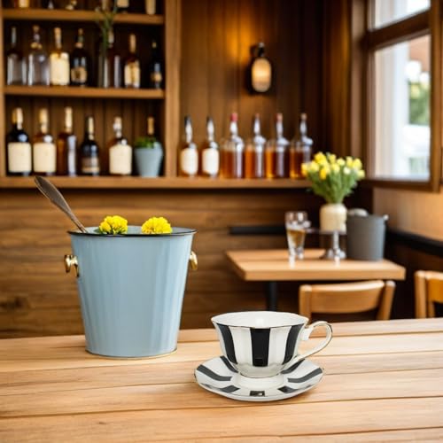 UPKOCH Polka Dot Cup and Saucer Set Ceramic Coffee Cup with Matching Dish European Style Mug for Latte Cappuccino Tea Milk 5.51 X 5.51 X 2.95 in Black 13.4X13.4CM