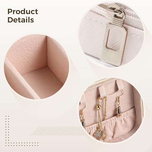6 PCS Bridesmaid Present Jewelry Boxes, 3.9 x 3.9 x 2 in White PU Leather Travel Jewelry Case, Zippered Jewelry Storage Organizer for Women, Compact Ring Earring Necklace Holder