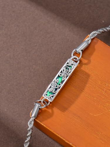 WINNICACA Urn Bracelet for Ashes for Women 925 Sterling Silver Dragonfly Abalone Shell Cremation Jewelry for Ashes Keepsake Pendant Locket Bracelet for Women Human
