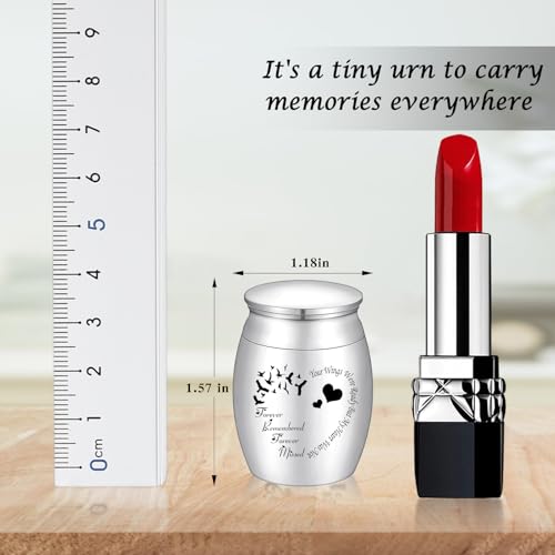 1.57 Inches Small Keepsake Urn for Human Ashes Stainless Steel Mini Urn Heart Small Ash Urn Tiny Ashes Holder Decorative Funeral Urn Silver