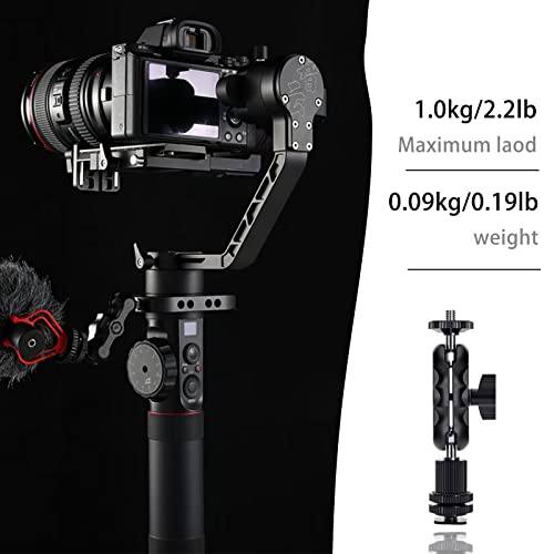 Magic Arm Cool Ballhead Double Ball Head Adapter with 1/4’’ Screw and Cold Shoe Mount - 2 Pack for Cameras, Camcorders, Monitor, Flash, LED Light, Microphone, and More