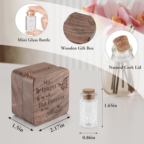 SOITIS Wooden Box for Ashes Glass Small Urn for Human Ashes Keepsake Wings White