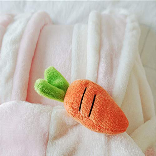 Cute Bunny Super Soft Hooded Shawl Lolita Warm Comfy Fleece Wearable Blanket (Pink White) Pink White