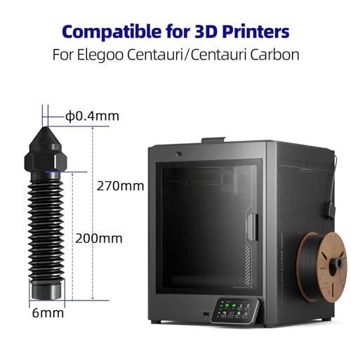 IdeaFormer 5 x 0.8 mm Hardened Steel Nozzle for Elegoo Centauri Carbon, Hardened Steel Nozzle with 2 x Silicone Nozzle Brush Centauri Carbon Nozzles