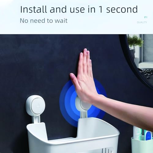 No Drill Shower Caddy, Silicone Waterproof Suction Cup Organizer Off-white