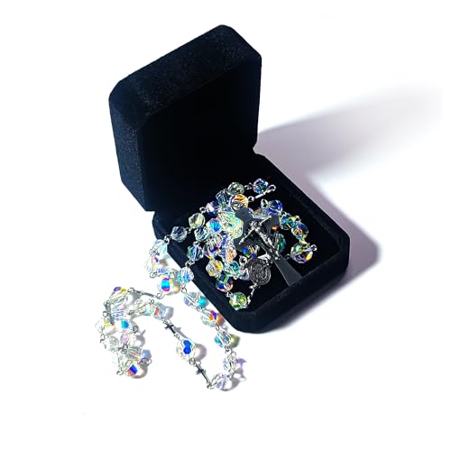 Premium Rosary Beads Chaplet Rotary Cutting Highly refractive Rhombus Artificial Crystal Glass Rosery Cross Catholic Gifts