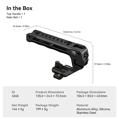 SmallRig Lightweight NATO Top Handle for DSLR Camera Cage - 4345 hanle with nato rail