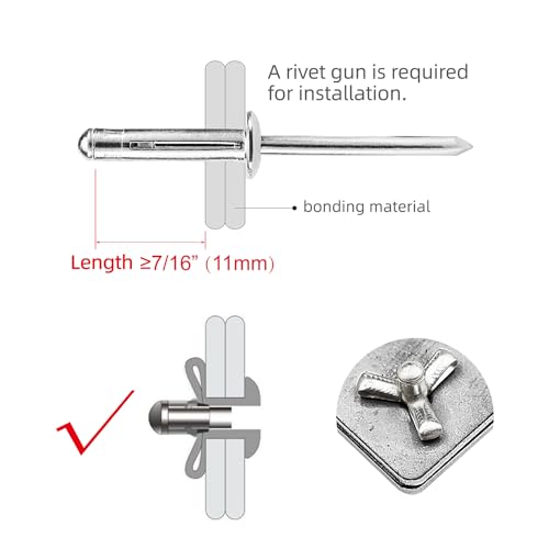 JIANDAXIN black aluminum trifold blind rivets, 3/16 x 3/4 inch, large 5/8 inch head, 100 pieces