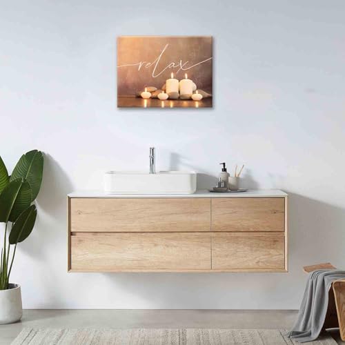 Zen Wall Art, Zen Bathroom Decor, Meditation Pictures, Spa Canvas Posters Prints, Calming Spiritual Stone Decorations Painting, Artwork Office Home Yoga Decor For Bathroom Bedroom Living Room 16"x12" Relax 12"L x 16"W