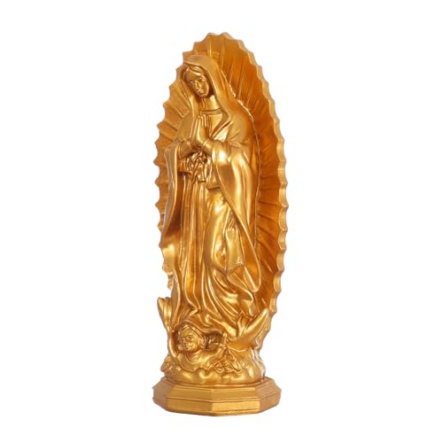 KOMI Virgen de Guadalupe Statue 7.5 Inch Resin Our Lady of Guadalupe Mexico Figure Statue for Home Altar Decor Blessed Holy Mother Virgin Mary Sculpture Religious Gifts Gold 7.5Inch
